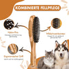 Bamboo Combi Dog Brush & Cat Brush | Smoothing and Detangling | Short Suitable for Medium Length Fur | Dog Comb for Undercoat I + Care Manual