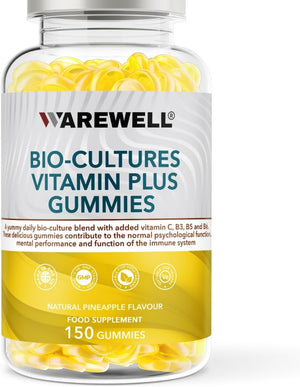 UK Premium Quality Probiotics Bio-Cultures 375 Million CFU with Vitamins C & B-Complex Gut Health for Men Women 150 Pineapple Flavour -75 Days