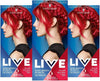 LIVE Ultra Bright or Pastel Red Hair Dye, Pack of 3, Semi-Permanent Colour lasts for up to 15 washes - 092 Pillar Box Red