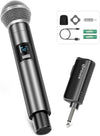 W30 Wireless Microphone,UHF Dynamic Handheld Microphone,Rechargeable Receiver with Volume Adjustment Button,for Karaoke,Singing,Family Party(200ft)