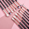 Professional Eye Makeup Brushes Set, 15Pcs Eyeshadow Blending Concealer Eyebrow Eyeliner Shader Brush with Labeled, Black/Rose Gold T157