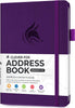 Address Book with alphabetic tabs - PU Leather Telephone and Address Book for Keeping Contacts Safe, Contact Organizer Journal, Medium Size (13.5 x 19cm) Hardcover, Purple