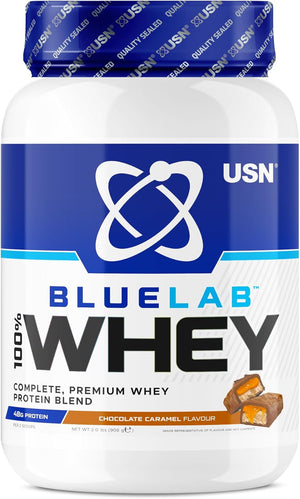 Blue Lab Whey Protein Powder: Chocolate Caramel - Whey Protein 908g - Post-Workout - Whey Isolate - Muscle Building Powder Supplement With Added BCAAs