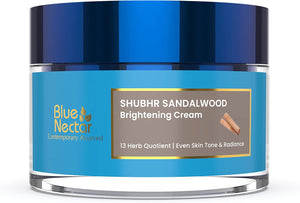 Ayurvedic Brightening and Hydrating Face Cream | Daily Face Moisturiser with Sandalwood, Turmeric, Almond Oil (13 herbs, 50g)