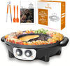Hot Pot Electric with BBQ Grill Hotpot Chinese Pot Cooker 220V 2200W Korean Barbecue Thai ShabuShabu 2 in 1 Set