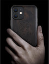 Magnetic Wood Case for iPhone 12 Mini Case [Hard Real Wood & Soft TPU] Shockproof Protective Cover Unique & Classy Wooden Case Compatible with MagSafe (Viking Compass Vegvisir-Blackwood)