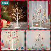 Set of 4- White Christmas Tree with Lights 2FT Tabletop Birch Tree with 24 Warm White LEDs Battery Operated Light up Twig Tree for Home Party Wedding Easter Christmas Decoration