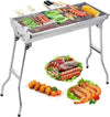 Barbecue Grill, Stainless Steel BBQ, Large Folding Portable BBQ Grill, Charcoal Grill for Outdoor Cooking Camping Hiking Picnics