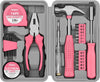 24pc Pink Tool Kit for Women - Small DIY Household Mini Tool Set of Starter Basic Ladies DIY Tools for Home & Office - Tool Box with Hand Tools Included