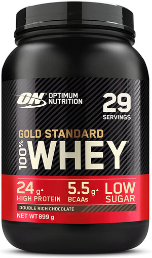 Gold Standard Whey Protein, Muscle Building Powder with Naturally Occurring Glutamine and Amino Acids, Double Rich Chocolate, 29 Servings, 899 g, Packaging May Vary