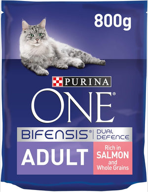 Adult Dry Cat Food Rich in Salmon 800g, Pack of 4