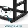 Black Towel Stand Free Standing Metal Towel Racks Freestanding 2 Tier Towel Rails Black Bath Towel Holder for Towel Washcloths Bathroom Accessories Storage 74x21x41CM