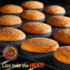6-Piece Steel Nonstick Bakeware Set - Carbon Steel Baking Tray Set w/Heatsafe Red Silicone Handles, Oven Safe Up to 450°F, Loaf Muffin Round, Cookie Sheet, Baking Pan NCSBS6S , Black