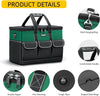 Tool Bag, 19-inch Wide Mouth Tool Organisers, 600 Denier with 6 Interior 8 Exterior Pockets Large Tool Bag for Home DIY & Equipment Storage, Green and Black (19 inch)