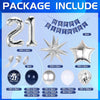 21st Birthday Decorations Blue Silver Balloons Arch Kit with 21 Number Star Foil Confetti Balloon Happy Birthday Banner Navy Blue and Silver Party Decor for 21st Boys Girls Men Women Anniversary