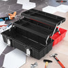 Tool Box 17-Inch,  Lightweight Cantilever Tool Box Organiser Plastic Storage Folding Toolbox with Three-Layer Cantilever Tray and Dividers