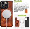 Magnetic Wood Case for iPhone 14 Pro Case [Hard Real Wood & Soft TPU] Shockproof Hybrid Protective Cover Unique & Classy Wooden Case Compatible with MagSafe (Viking Compass Vegvisir-Rosy)