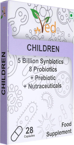 Children Complex Probiotics and Prebiotics Complex - 5 Billion CFU - 28 Probiotic Complex Capsules for Children - Lactobacillus helveticus, Rhamno. 28 Days Supply.