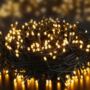 40M Battery Operated Christmas Lights with Timer 300LED Outdoor Waterproof Fairy String Lights 8 Modes String Lights for Xmas Party Christmas Tree Garden Gazebo Wedding Decoration, Warm White