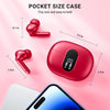 Wireless Earbuds,Wireless Earphones Bluetooth 5.3 in Ear with 4 Mic ENC Calls Noise Cancelling Wireless Headphones Mini LED Display HiFi Stereo 42H Playtime Bluetooth Earbuds IP6 Waterproof red