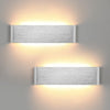 2 Pack Led Wall Lights 31cm Long Wall Lamp Indoor Aluminum Up Down Wall Lighting for Bedroom Living Room Silver Wall Scone for Morden Kitchen Dining Room Silver Wall Lights - Warm White