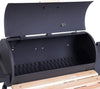 Charcoal Barbecue Grill with Offset Smoker, Barrel BBQ Trolley with 3 Storage Shelves & Thermometer for Outdoor Garden Camping Picnic Cooking, Black