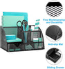 Mesh Desk Organiser,Multi-Use Desk Tidy & Pen Holder with 6 storage and 1 Slide Drawer,Stationary Organiser for School,Home,Office desktop supplies (Black)