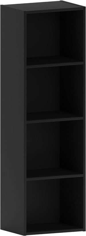 Oxford 4 Tier Cube Bookcase, Black Wooden Shelving Display Storage Unit Office Living Room Furniture