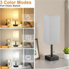 Bedside Lamp, Table Lamp for Bedroom, Lamp with USB C+A Charging Ports, Small Bedroom Lamp with 3-Color Modes with Pull Chain, Bedroom Lamp with Grey Fabric Shade(LED Bulb Included)