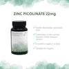 Zinc Picolinate | 22mg Elemental Zinc per Capsule | 120 Vegan Capsules | Chelated Zinc for Improved Absorption |