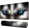 Mouse Pad Gaming Large Desk Pad Washable Mouse Pad Laptop Desk Mat,Big eyes. Siberian Husky bright blue eyes close up,Home Mouse Pad with Anti-Slip Rubber Base,16x35.5 in