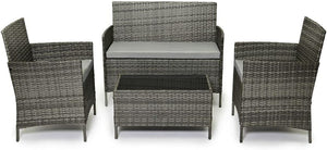Luxurious  Grey Rattan 4 Seater Garden Furniture Set - Perfect for Indoor and Outdoor Relaxation