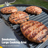 BBQ Electric Barbecue Grill with 5 Temperature Settings Grey | Thermostat | Indoor & Outdoor Party | Removable Drip Tray & Condiment Stand | Healthy Grilling | Non-Stick Cooking Surface