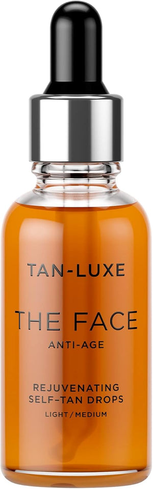 THE FACE Self Tan Drops, Light/Medium (30 ml) Add Anti-Aging Tanning Drops to Skin Care for Custom Face Tan, Cruelty Free & Vegan