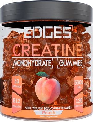 Creatine Gummies 5000mg 120 Gummies for Men & Women - Creatine Monohydrate Gummies - Peach Flavoured Creatine - Pre Workout Gym Supplement - with B12 Vitamins, L-Taurine, Betaine & Alpha GPC