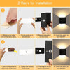 12 RGB Wall Lights, Battery Wall Sconce Remote Control Wall Light Rechargeable Wall Lamp, Dimmable Up Down Wall Lighting, Wireless Wall Light Magnet Wall Lamp for Living Room, Bedroom (Black)