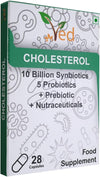 Cholesterol Complex Probiotics and Prebiotics Complex - 10 Billion CFU - 20 Live Bacterial Cultures - 28 Probiotic Complex Capsules for Woman & Man- Lactobacillus Helveticus, 28 Days Supply.