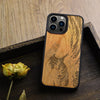 Magnetic Wood Case for iPhone 15 Pro Max [Solid Wood & Black Soft TPU] Shockproof Protective Cover Unique Wooden Case Compatible with magsafe (The Great Wave Off Kanagawa -Cherry)