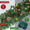 Christmas Garland with 100 LED Lights, 3.8M/12FT Prelit Artificial Christmas Garland Decorations with Pine Cones Red Berry, Greenery Xmas Garland for Indoor Home Stairs Mantle Fireplace Decor