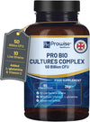 Bio Cultures Complex Probiotics and Prebiotics - 50 Billion CFU - 10 Live Bacteria Strains – Added with Inulin, L-Glutamine & Vitamin C - 60 Capsules | Advanced Probiotic for Women & Men by Prowise