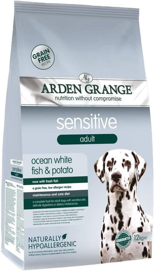 Sensitive Adult Dry Dog Food Grain Free, Fresh Ocean White Fish and Potato, 12 kg