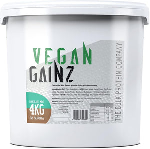 Vegan Gainz 4kg - Plant Based Protein Powder - Weight Gainer- 32 Servings & 30g Protein Per Serving -  (Chocolate Mint)