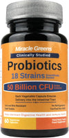 Powerful 50 Billion CFU Probiotics - 18 Strains, Stomach Acid Resistant, Shelf Stable | Highest Strength Bacterial Cultures – Keeps Digestive System Healthy | 60 Vegan Capsules for Men and Women