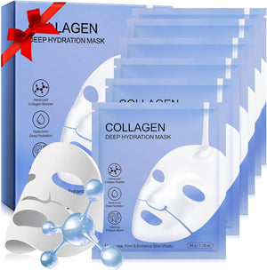 Collagen Face Mask, Collagen Night Wrapping Mask, Hydrating Overnight Hydrogel Mask, Pore Minimizing, Elasticity Improvement (6PCS)