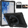 Case for Samsung Galaxy Tab S7 FE 5G/S8+ Plus,Heavy Duty Shockproof Cover for Tab S8 plus 12.4 Inch with Screen Protector & Rotating Stand & Shoulder Strap & Pencil Holder,Black