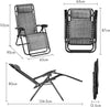 Zero Gravity Chairs Set of 2 - Grey Reclining Sun Loungers for Garden - Textilene Folding Sunloungers with Detachable Head Pillow - Fold Away 2 Set Deck Chairs for Outdoor, Patio & Decking