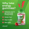 Energy Vitamins Gummies - 60 Strawberry Flavour Gummies | High Strength Chewable Sustained Energy Vitamin Gummies | Vitamins B6 + B12 + Niacin | Alternative to Energy Drinks, Gels & Pills