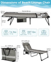 Sun Lounger with Reading Hole, 5 Position Adjustable Backrest for Garden, Folding Sun Lounger Portable Sunloungers with Strap Sun bed for Beach Terrace Pools Camping Guest Bed Indoor