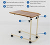 Overbed Table with Wheels, Laptop Desk with Wheels, Fully Adjustable Height and Angle, Laminated Top, Flat Packed Version, Height Adjustment 61 cm - 91 cm