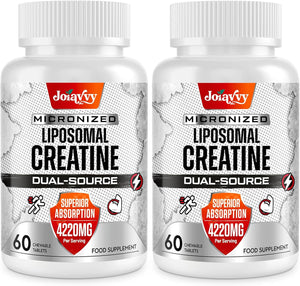 Liposomal Creatine Monohydrate Tablets Max 4220mg, Chewable Creatine Tablets, 15X Absorption, Added Creatine HCl, Gym Supplement for Men & Women, Creatine Powder Alternative, Vegan (120 Tablets)